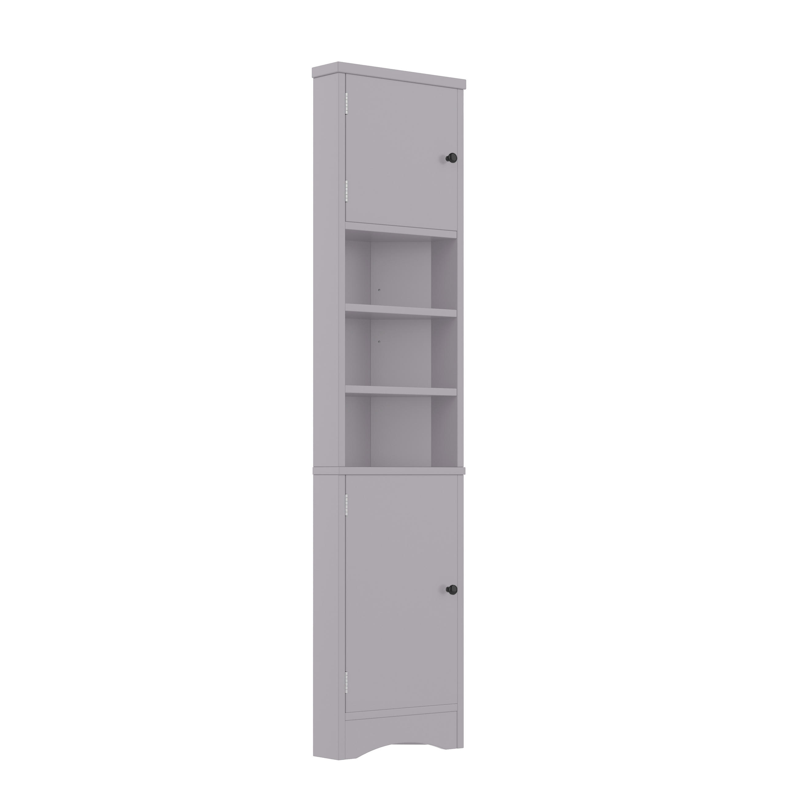 ECKSCHRANK 36.5x24.5x170cm in Grau, mit 2 Türen & verstellbaren Regalen - Grau, Holzwerkstoff (24.5/170/36.5cm) - Modfu