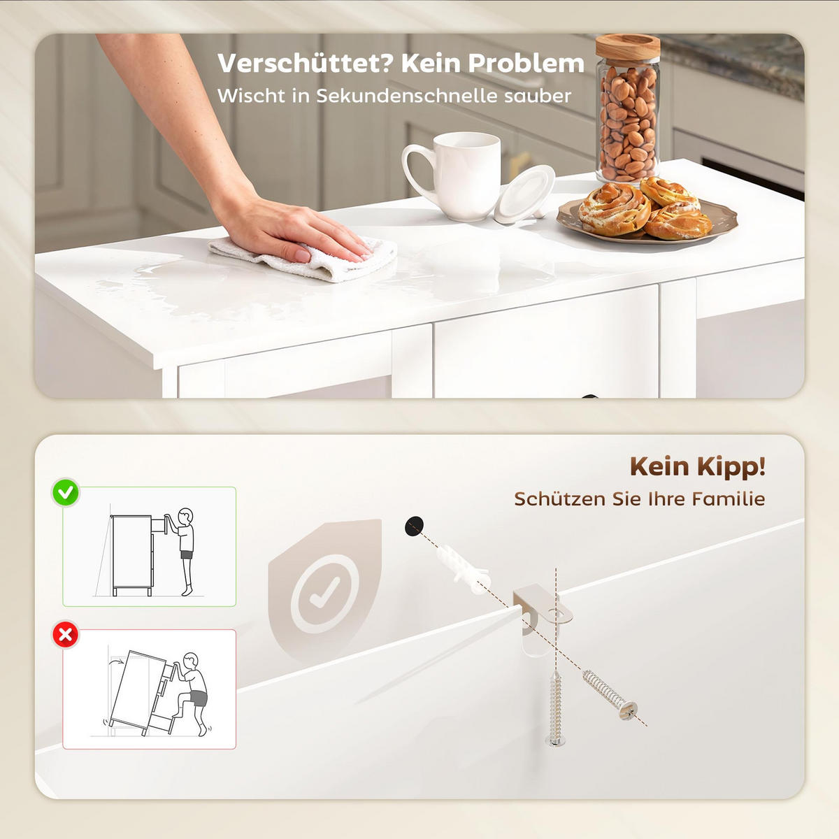 KOMMODE Sideboard mit 3 Schubladen 2 Glastüren verstellbaren Regalen Weiß - Transparent/Schwarz, Holzwerkstoff/Metall (38/86/90cm) - HOMCOM