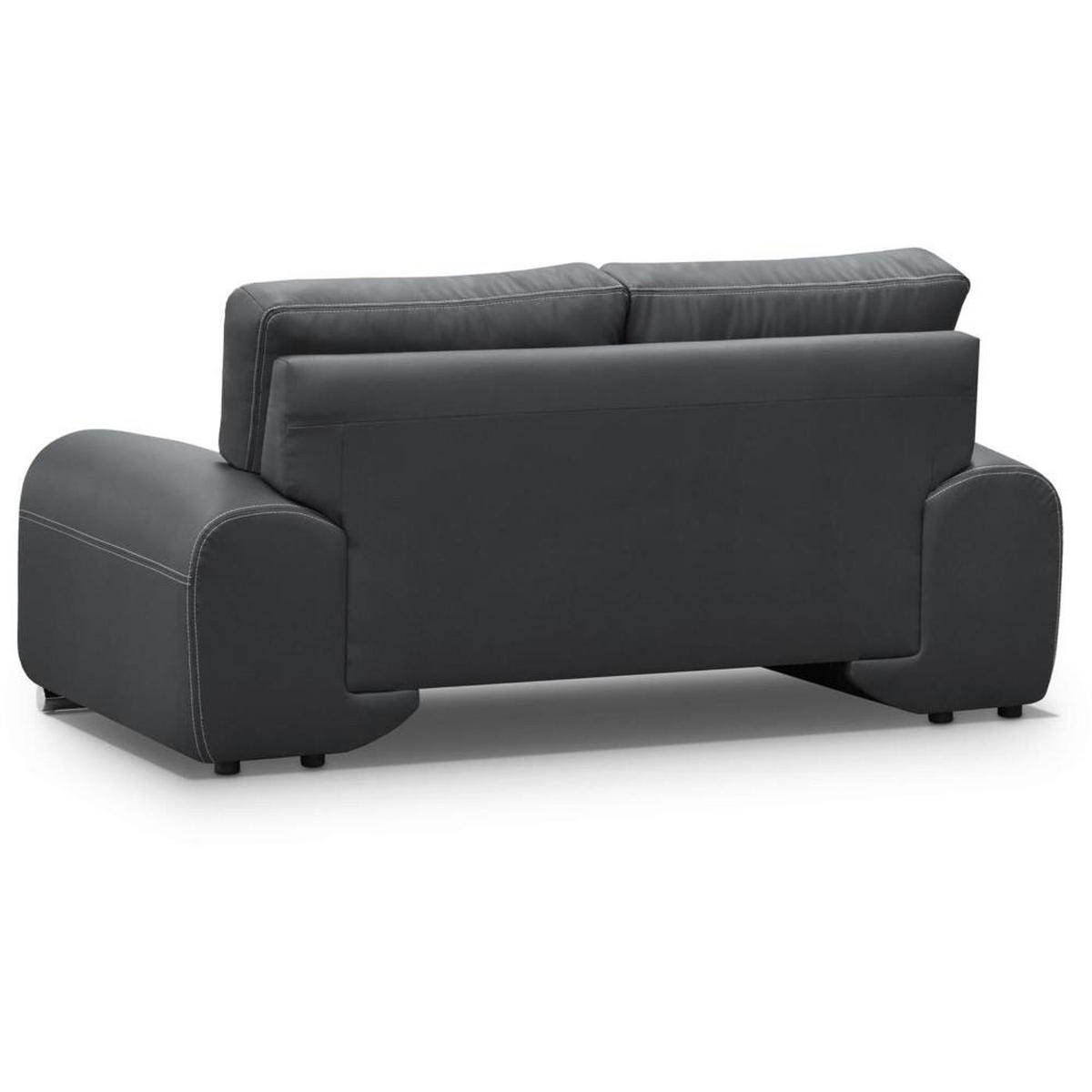 SOFA 2-SITZER Omega schwarz - Chromfarben/Schwarz, Leder/Metall (185/88/98cm) - Beautysofa