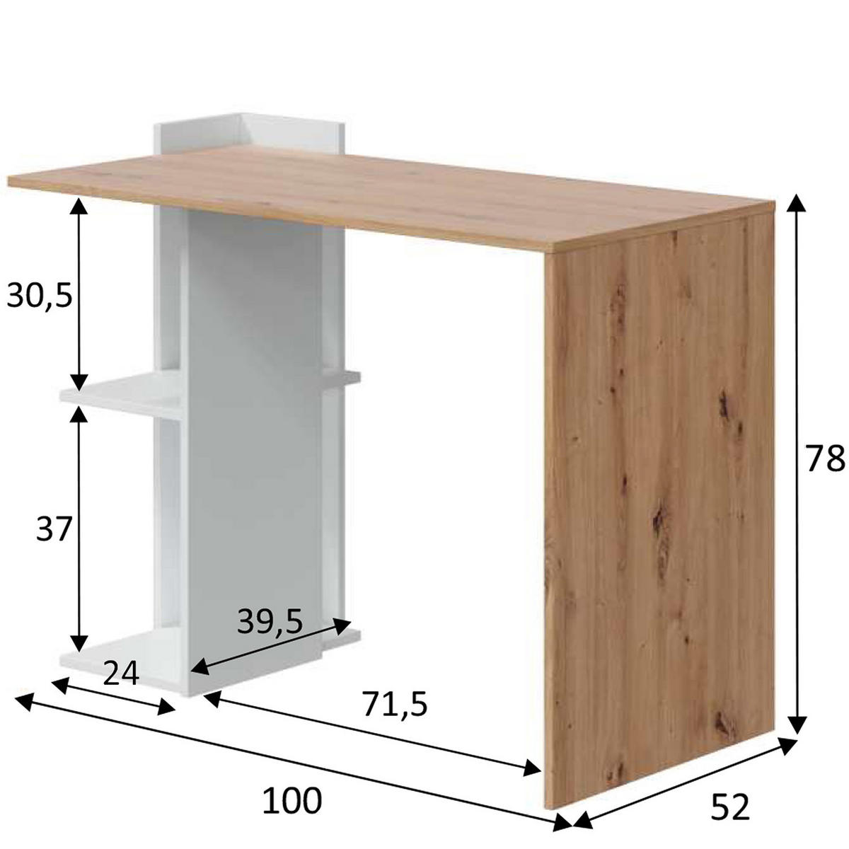 SCHREIBTISCH 100/52/78 Llanes - Weiß, Holzwerkstoff (52/100/78cm) - VS Venta-stock