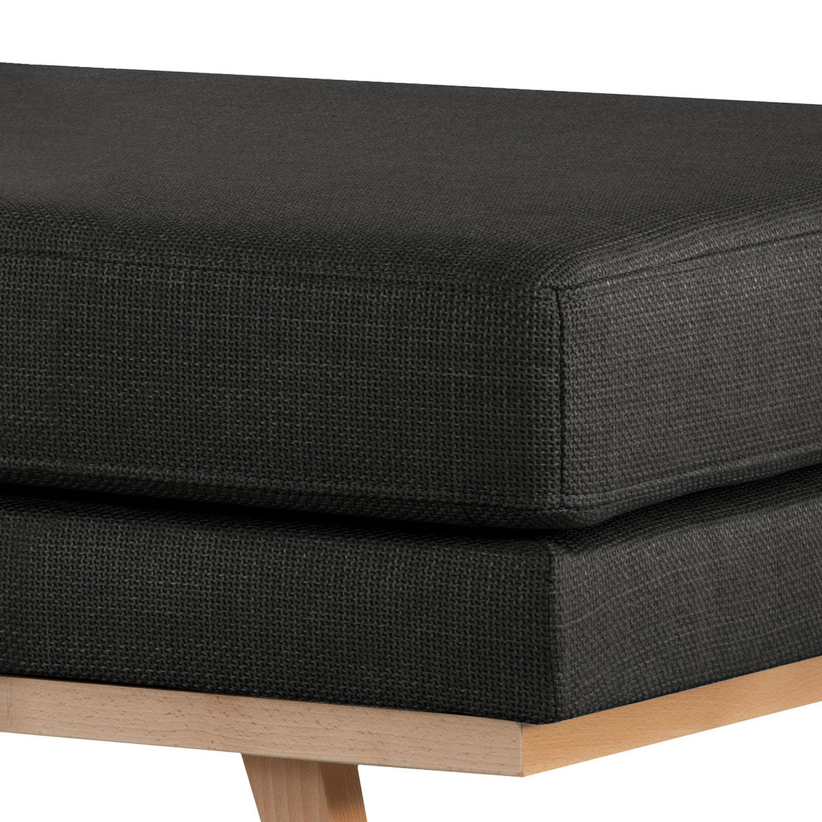 POLSTERHOCKER - Buchefarben/Schwarz, Buchenholz/Textil (85/43/60cm) - home24