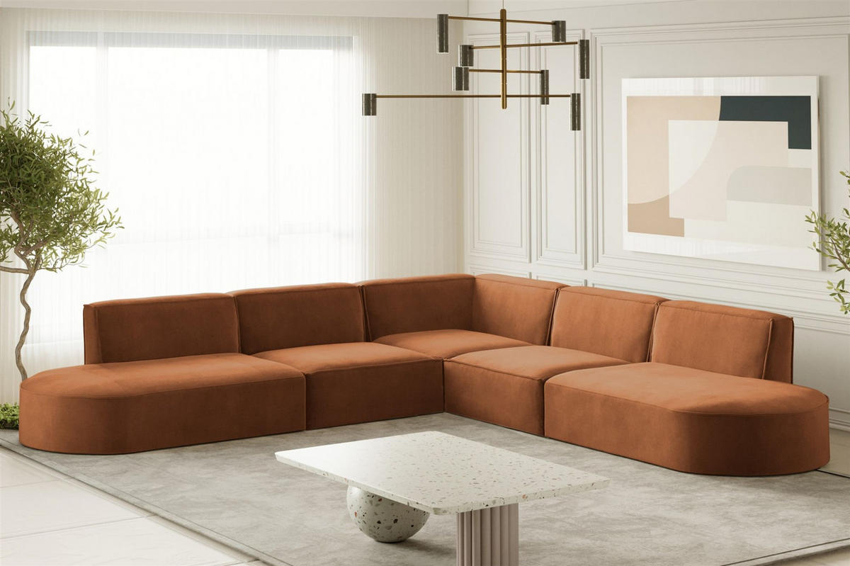 ECKSOFA Palma In Noel - Rot, Holzwerkstoff/Textil (276/276cm) - Fun Möbel