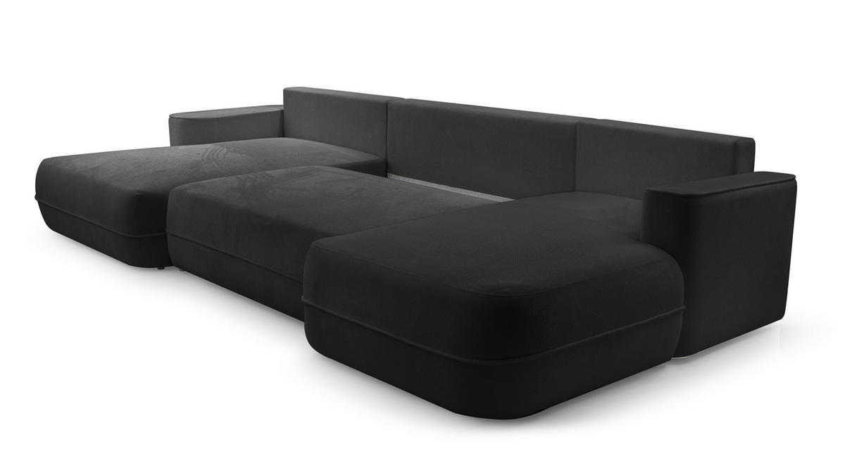 WOHNLANDSCHAFT Peoni Schwarz 364/168/87 cm mit Schlaffunktion - Schwarz, Kunststoff/Textil (364/87/168cm) - AX Living