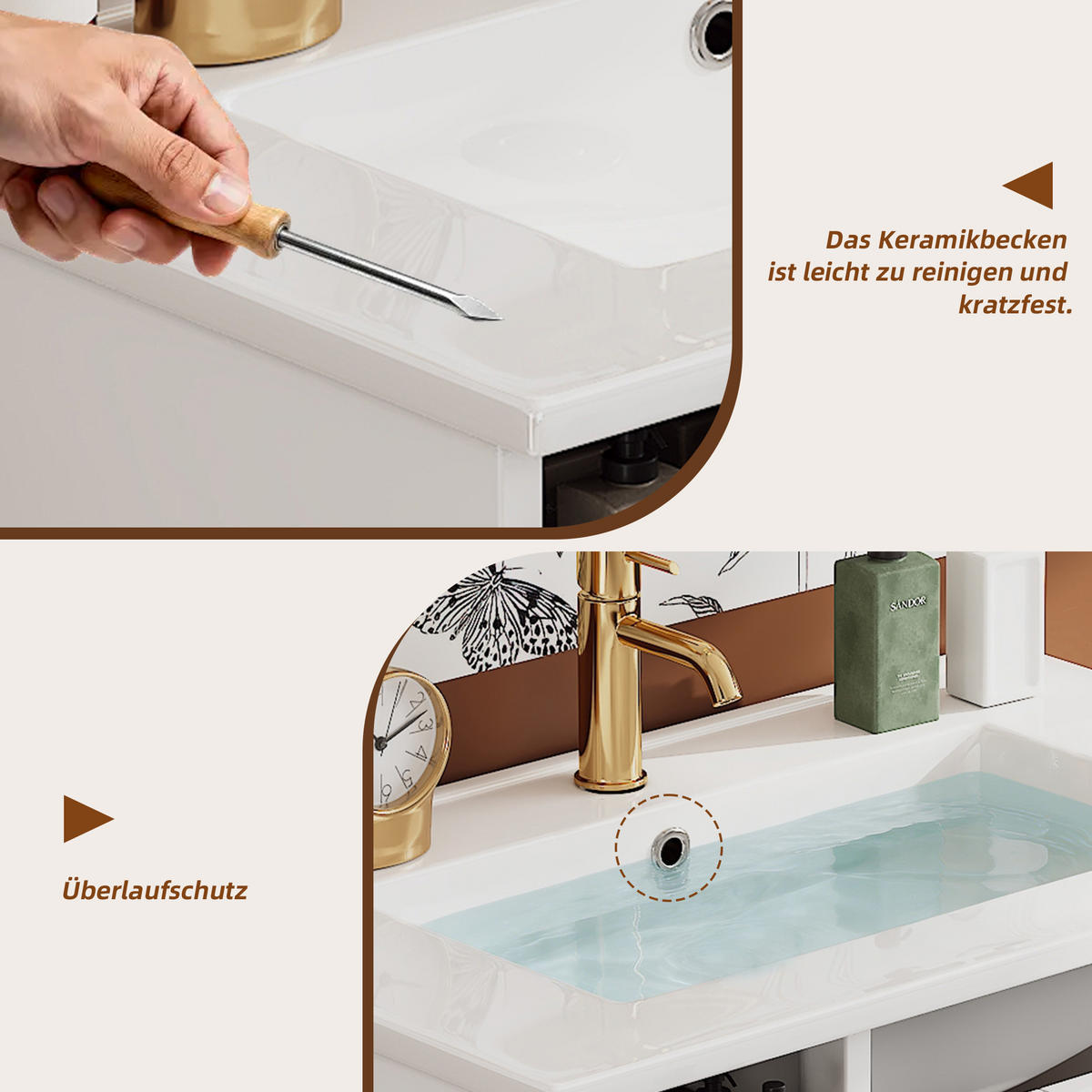 WASCHTISCHKOMBI 76/47/86 cm Weiß mit freistehender Waschtisch und 3 Schubladen, ohne Wasserhahn - Edelstahlfarben/Weiß, Holz/Holzwerkstoff (47/86/76cm) - Oxeza