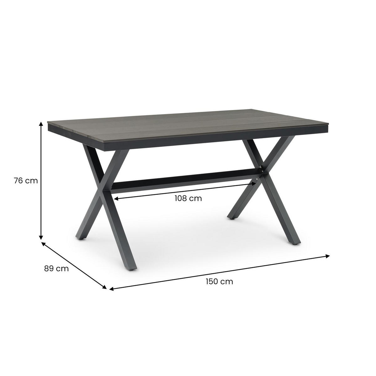 GARTENTISCH ISOLA - Schwarz, Metall (89/150/76cm) - IDIMEX