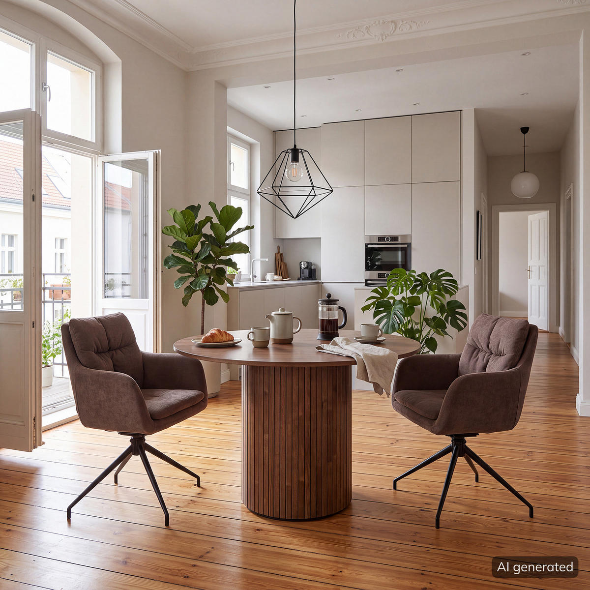 ESSTISCH - MDF / Eisen - Walnussfarben, Holzwerkstoff (120/120/75cm) - home24
