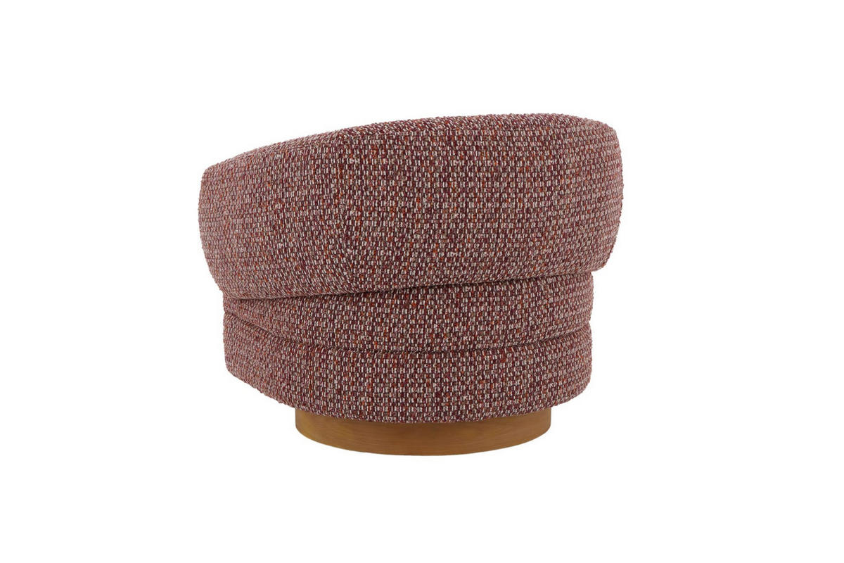 DREHSESSEL Emma, Natur Massiveiche + roter Stoff - Rot, Holz (95/74/88cm) - WOODEK