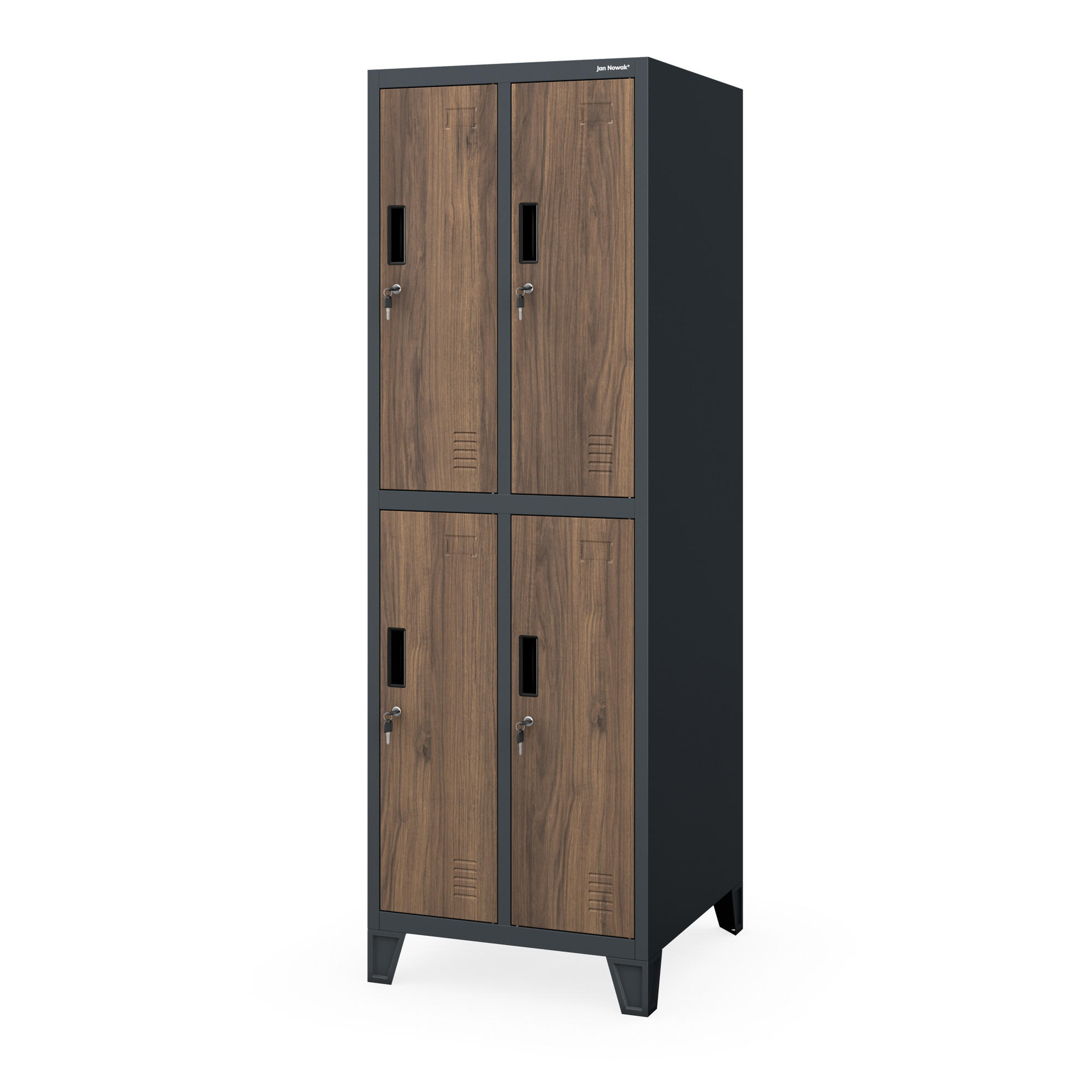 Jan Nowak Mitarbeiter-Kleiderschrank Nussbaum, Anthrazit 56x172x60 cm