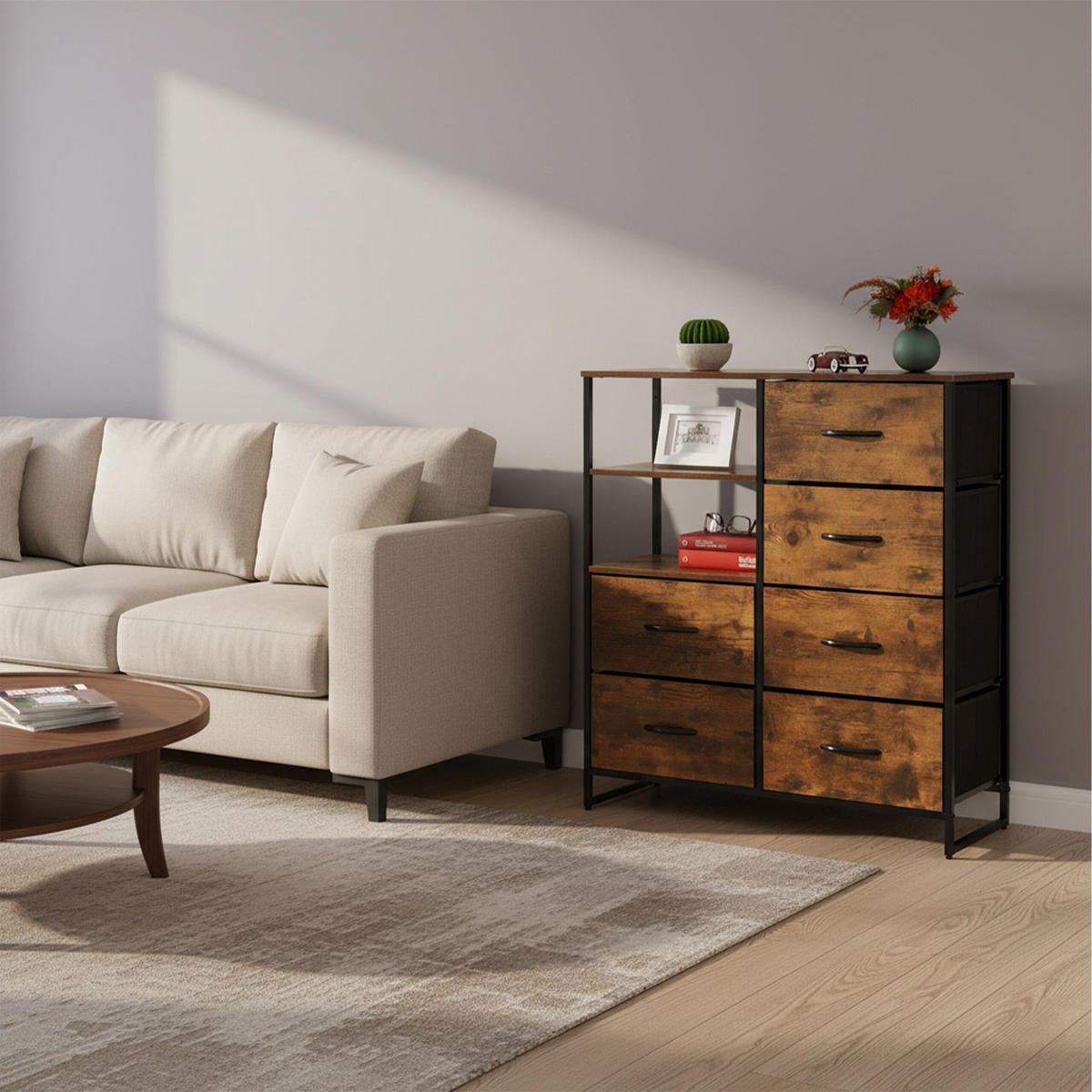 KOMMODE - Braun, Holz/Holzwerkstoff (84/92/32cm) - Relaxdays