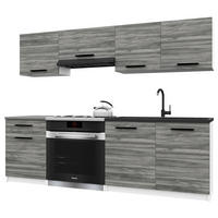 KÜCHENZEILE Italia 1 180 cm, mit Arbeitsplatten, Grau Glamour - Hellgrau, Holz (180/143/60cm) - B BELINI GROUP