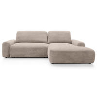 ECKSOFA Alferia Beige mit Cordbezug - Beige/Schwarz, Kunststoff/Textil (264/162cm) - Selsey