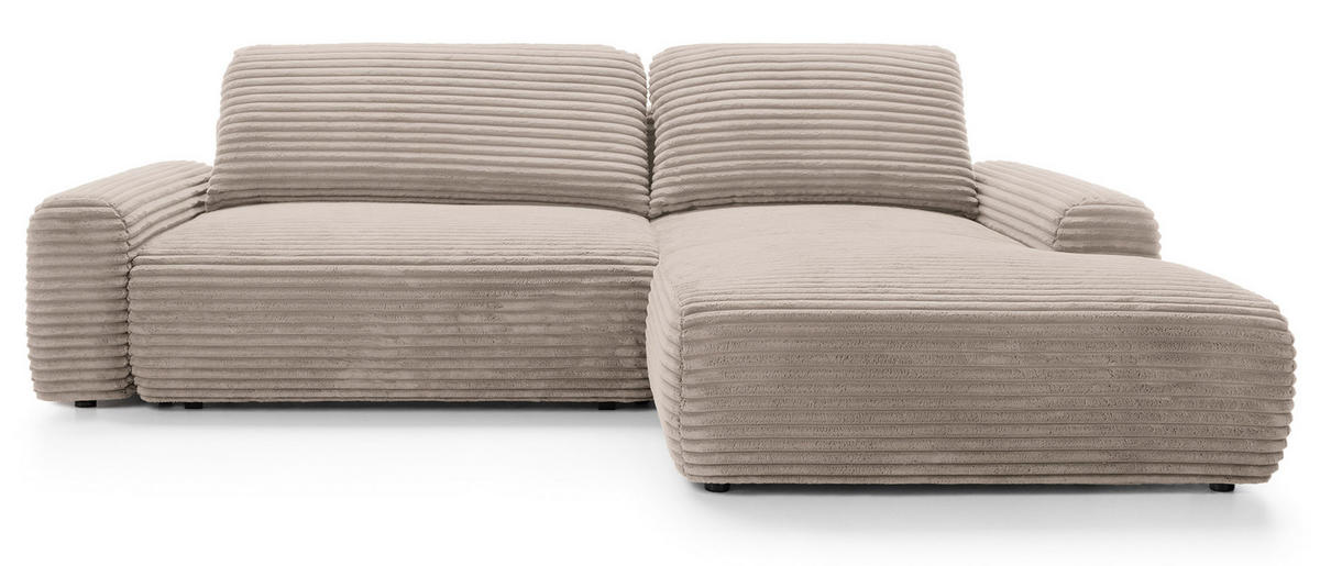 ECKSOFA Alferia Beige mit Cordbezug - Beige/Schwarz, Kunststoff/Textil (264/162cm) - Selsey