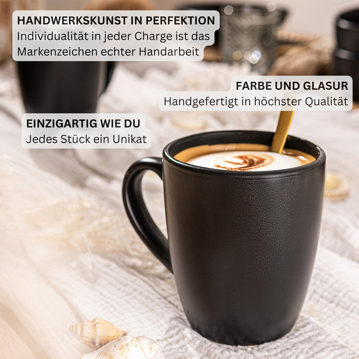KOMBISERVICE MADEIRA - 30-teilig aus Steingut - Schwarz, Keramik (27/10/27cm) - Sänger