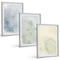BILDER SET 3er Set - 40x60 cm Silberner Rahmen - Pastellfarben auf Leinwand - Silberfarben, Kunststoff (40/60cm) - TULUP