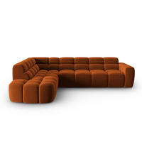 ECKSOFA links Lisa aus Samt terrakotta 5 Sitzplätze - Terracotta, Textil (234/293cm) - Micadoni