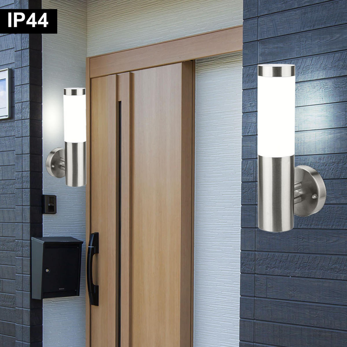 LED AUSSEN-WANDLEUCHTE Edelstahl Silber 2er Set - Silberfarben, Kunststoff/Metall (14/33.5/7.6cm)