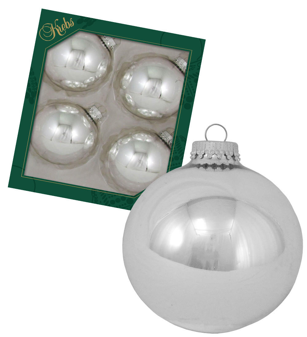 CHRISTBAUMKUGELN Uni-Design Theresia Silberfarbig 8cm (Glas / 4 Stk.) - Silberfarben, Glas (8/8/8cm) - Krebs Glas Lauscha