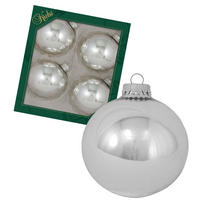 CHRISTBAUMKUGELN Uni-Design Theresia Silberfarbig 8cm (Glas / 4 Stk.) - Silberfarben, Glas (8/8/8cm) - Krebs Glas Lauscha