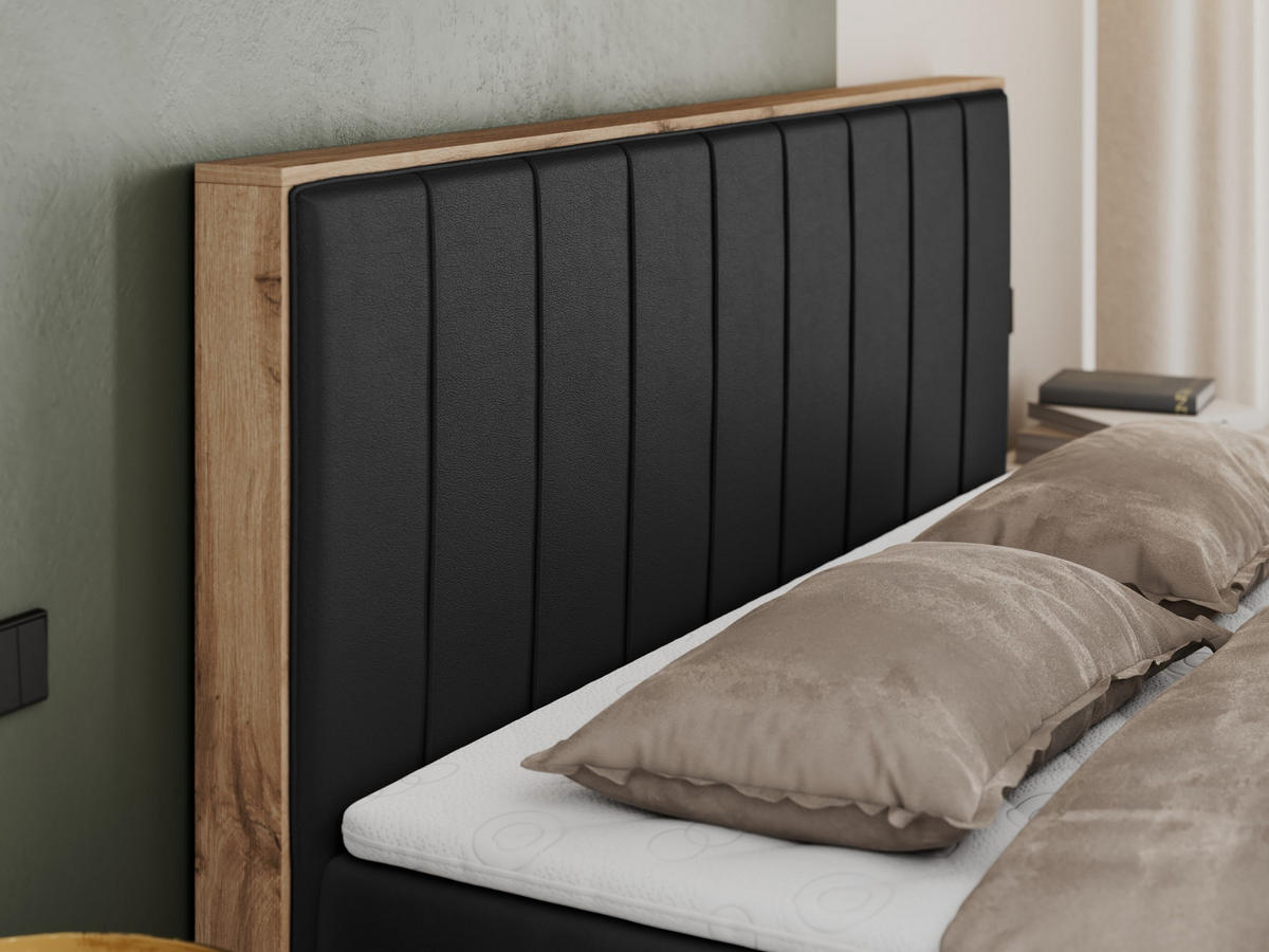 BOXBETT BELLISSIMO 200/200 Schwarz Kunstleder - H3 - Schwarz, Holz/Textil (200/200cm) - MKS
