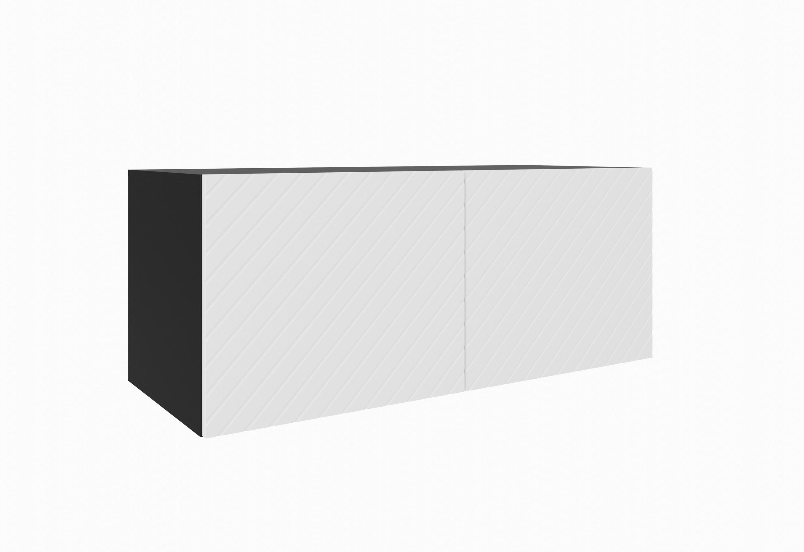Meblini Tv-Schrank Schwarz, Weiß 100x115x40 cm