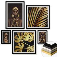 WANDBILDER 5er-Set - 50x50 cm & 20x30 cm & 40x60 cm Schwarzer Rahmen - Künstlerische Porträts von Frauen - Schwarz, Kunststoff (40/60cm) - ArtPrintCave