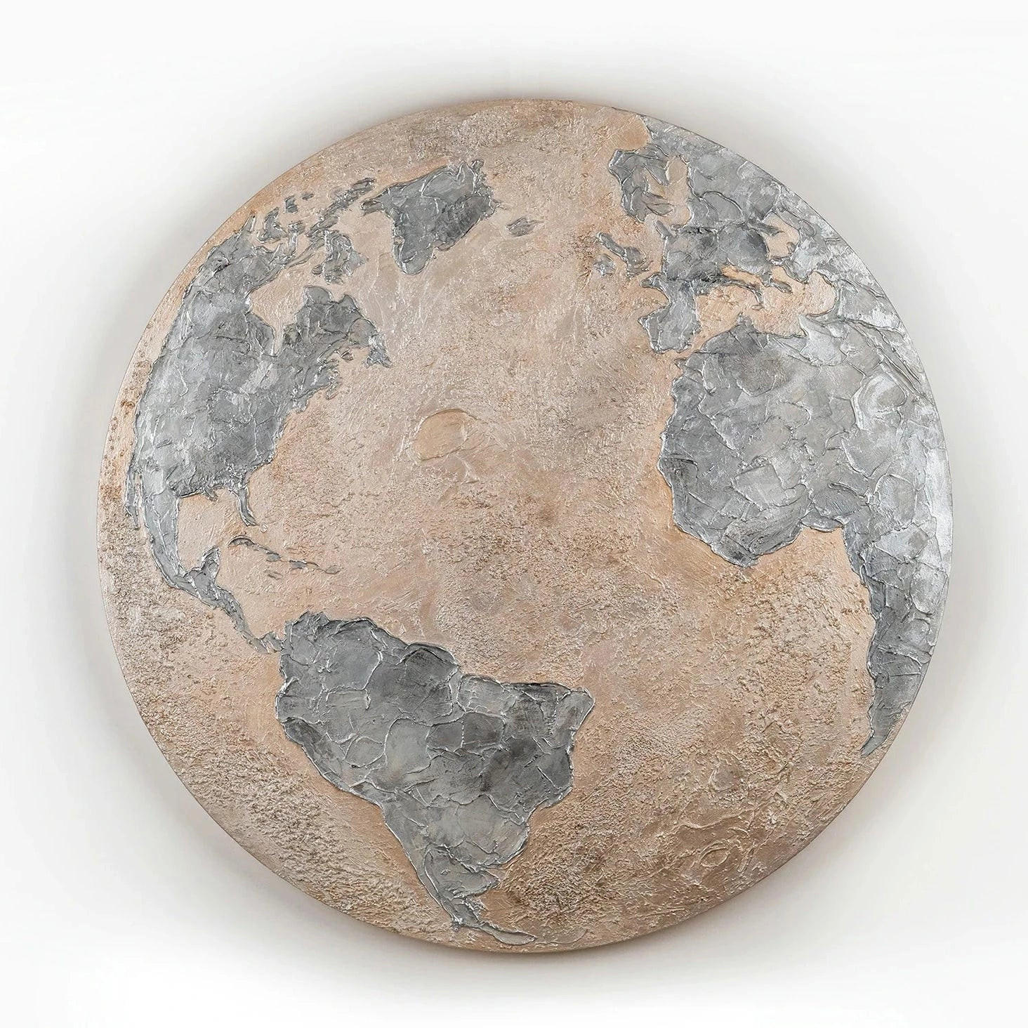 GEMÄLDE Silbener Planet nachtleuchtend 80 cm - Silberfarben, Holz (80/4cm) - YS-art gallery