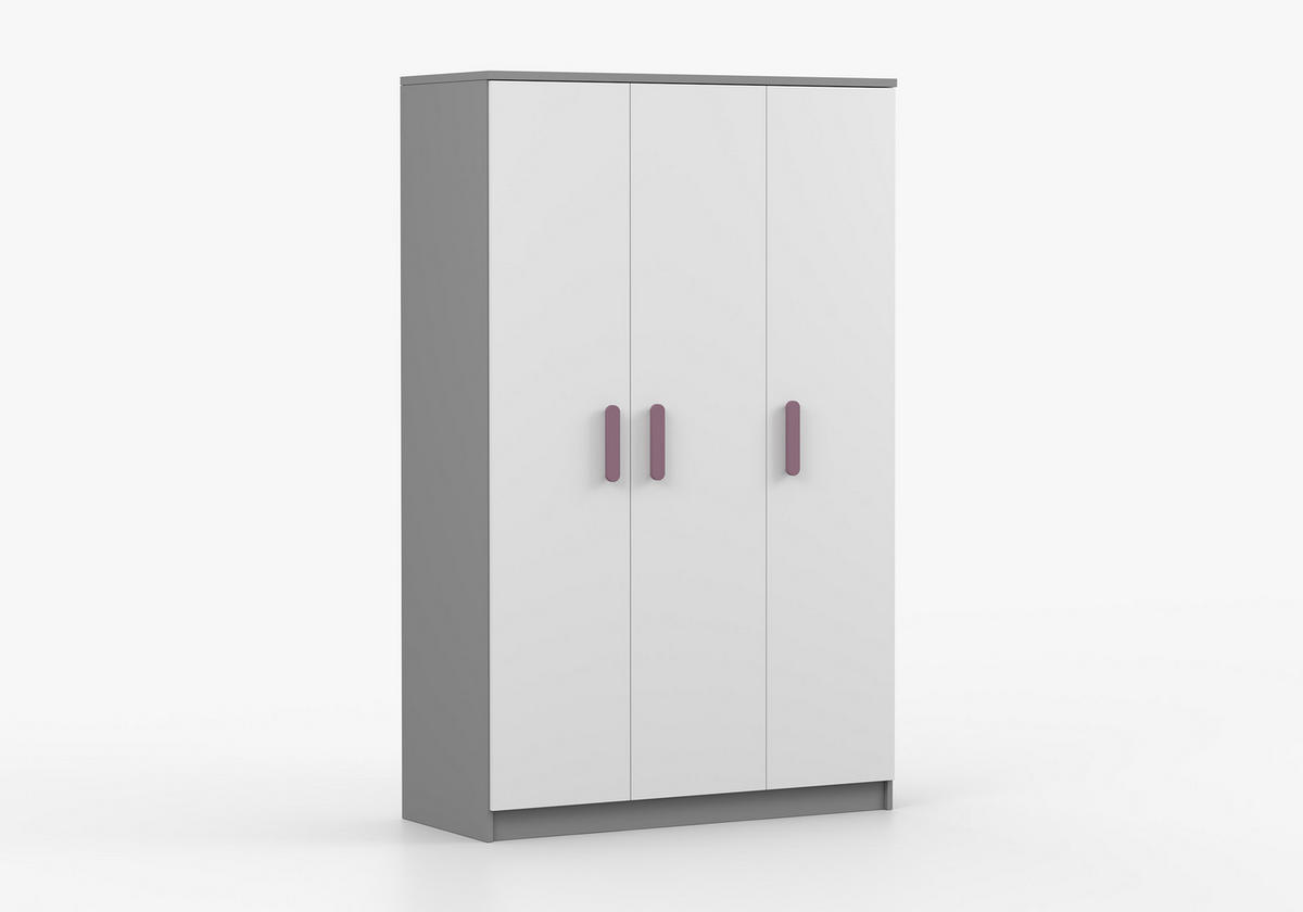 JUGENDZIMMER Elora in Grau und Weiß – 6-teiliges Set – Grifffarbe Erika - Grau, Holzwerkstoff (80/200/120cm)