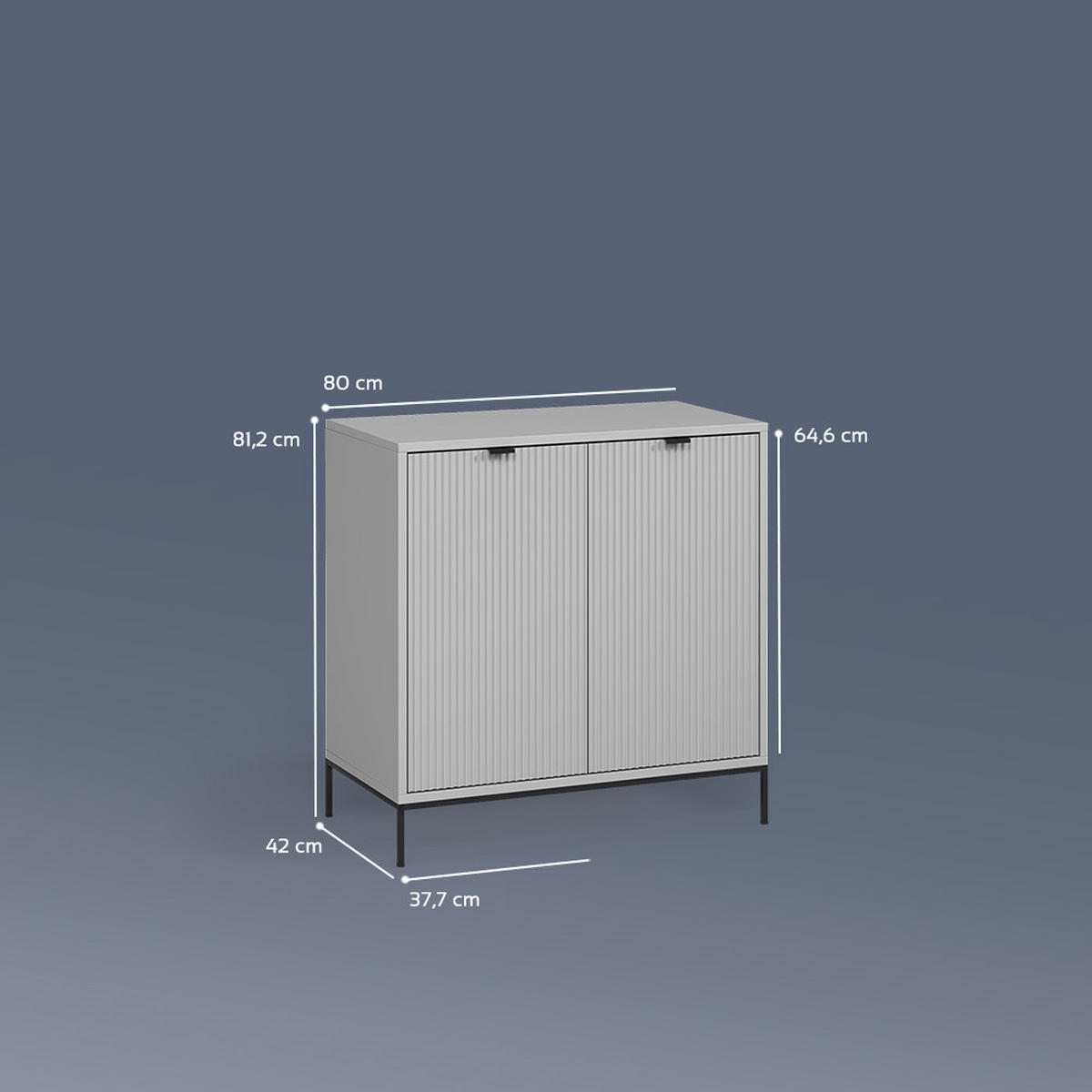 KOMMODE Aterno Grau mit 2 Türen - Grau, Holzwerkstoff (42/81.2/80cm) - Livinity®