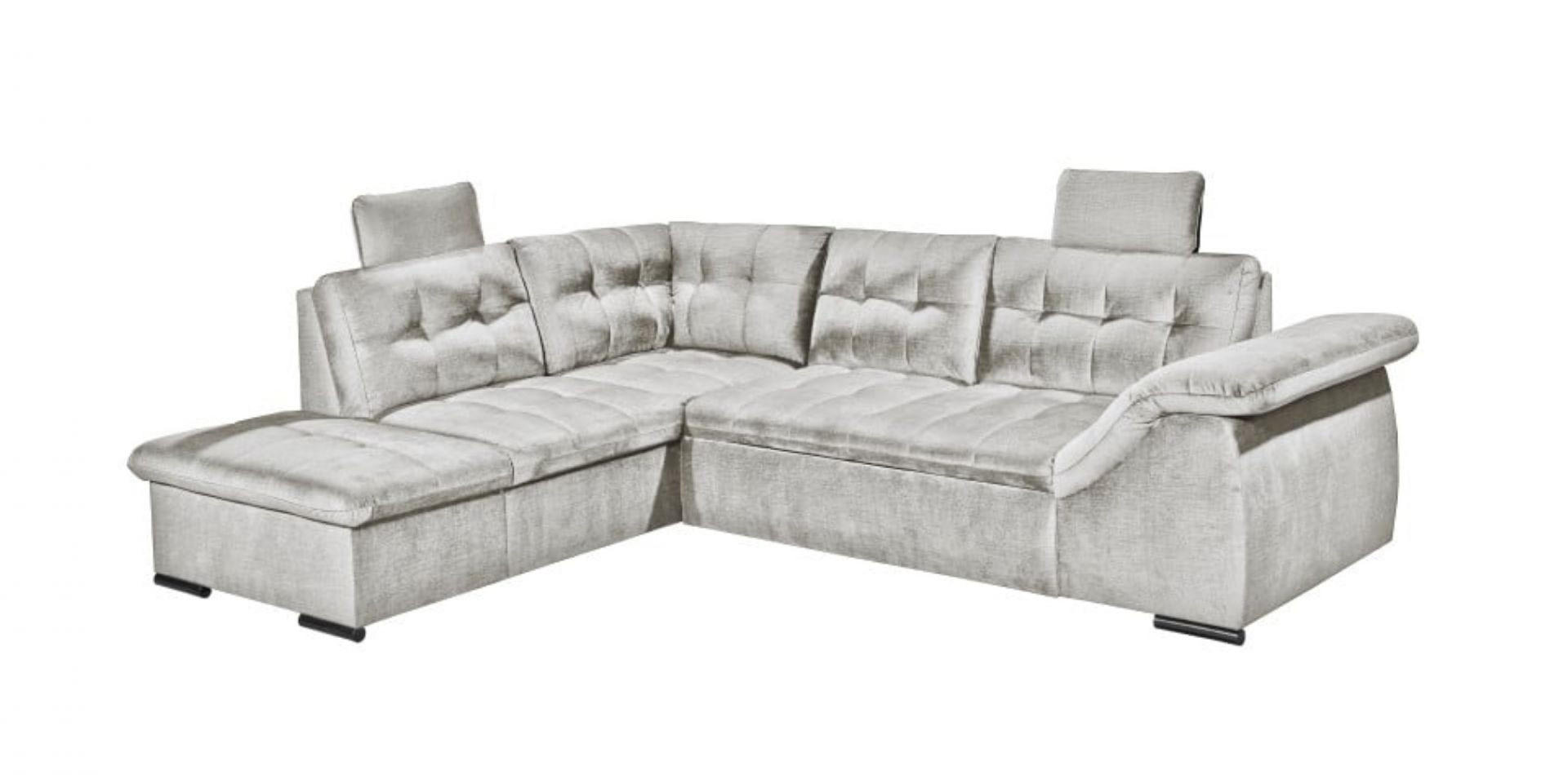 ECKSOFA mit Schlaffunktion und Bettkasten - Silberfarben, Kunststoff/Textil (283/217cm) - ed exciting design