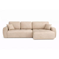 ECKSOFA Mit Schlaffunktion Und Bettkasten L-Form Ivo L, Veloursstoff Salvador, Beige, Rechts - Beige, Holz (250/142cm) - Kaiser Möbel