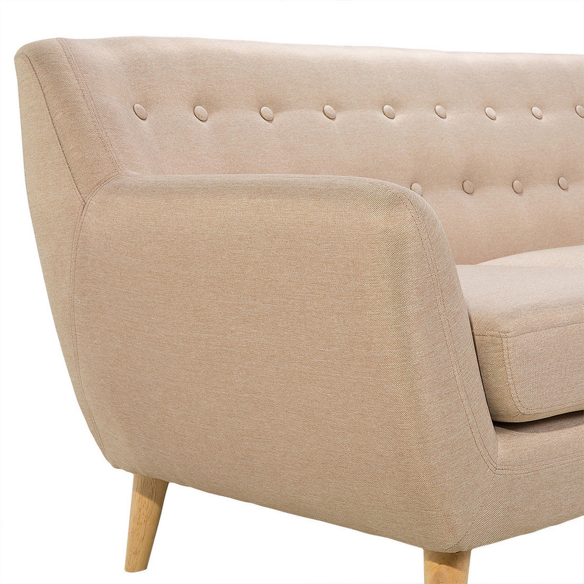 3-SITZER-SOFA beige/hellbraun Motala - Hellbraun/Beige, Textil (182/76/83cm) - Beliani