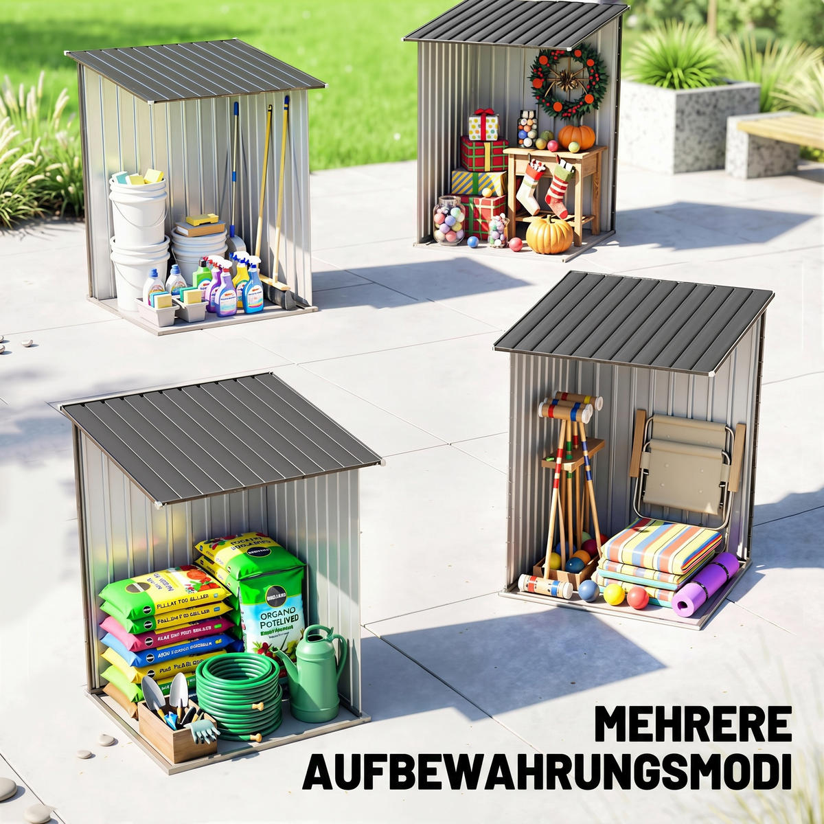 GARTENHAUS Dunkelgrau 1 Stück - Dunkelgrau, Kunststoff/Metall (100/160/103cm) - GiPP