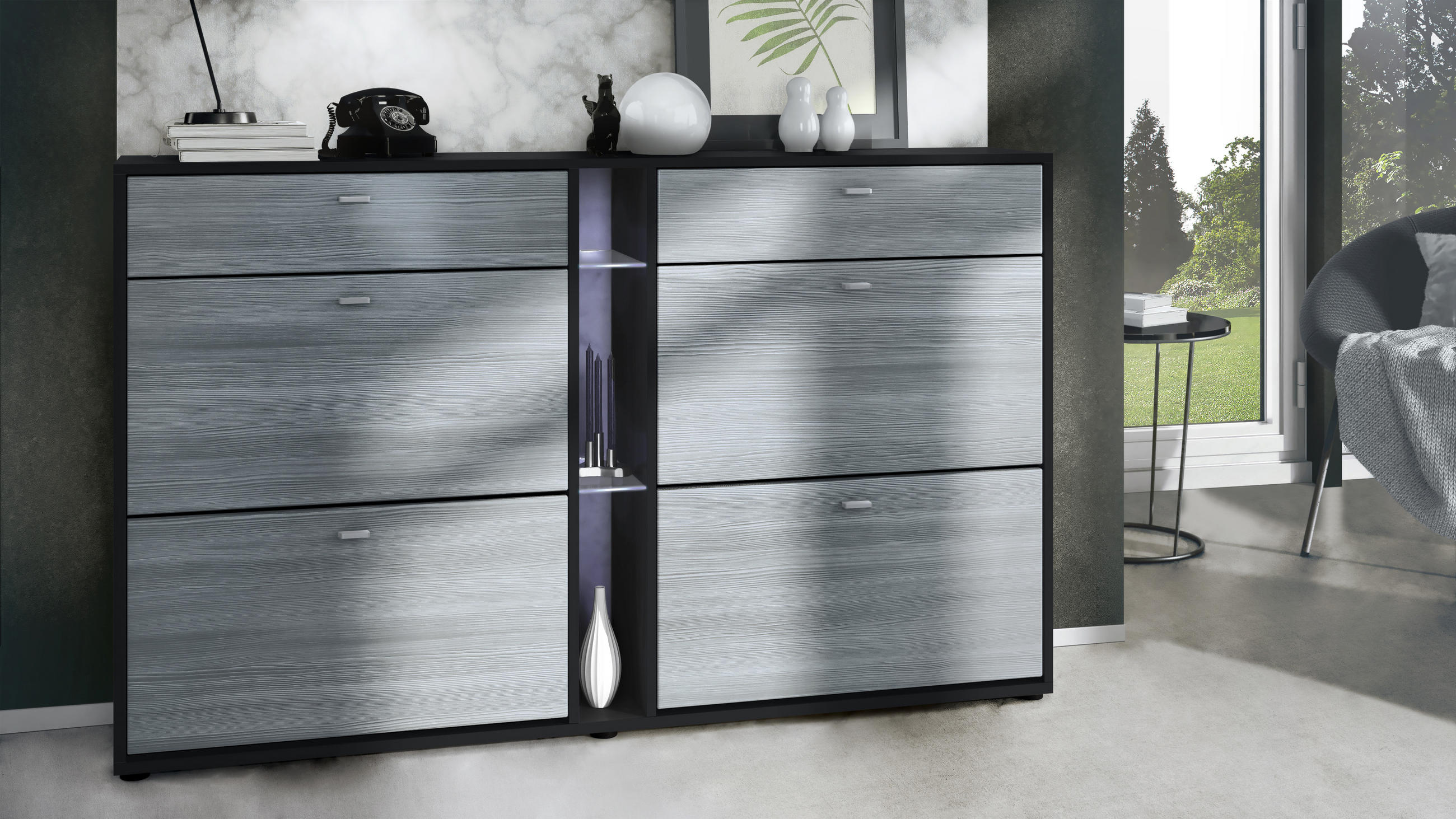 SCHUHSCHRANK Today Fronten in Avola-Anthrazit - Anthrazit, Holzwerkstoff (155.5/95/28cm) - Vladon