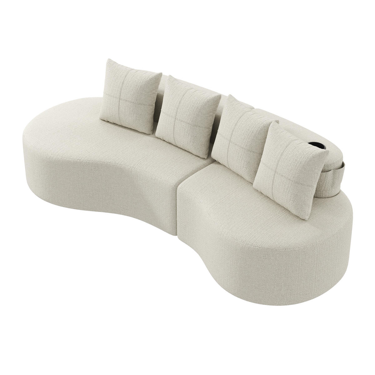 3-SITZER SOFA leinenstoff farbwahl mit getränkehalter & seitentaschen - Beige, Textil (240/63/109cm) - Urban Meuble