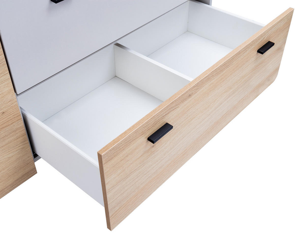 WICKELKOMMODE Lovis XL - Eichefarben/Hellgrau, Holz/Holzwerkstoff (132/100/79cm) - arthur berndt