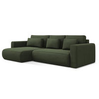 ECKSOFA mit Schlaffunktion Strukturstoff Stoff Grün - Schwarz/Olivgrün, Kunststoff/Textil (149/278cm) - LaMiaSofa