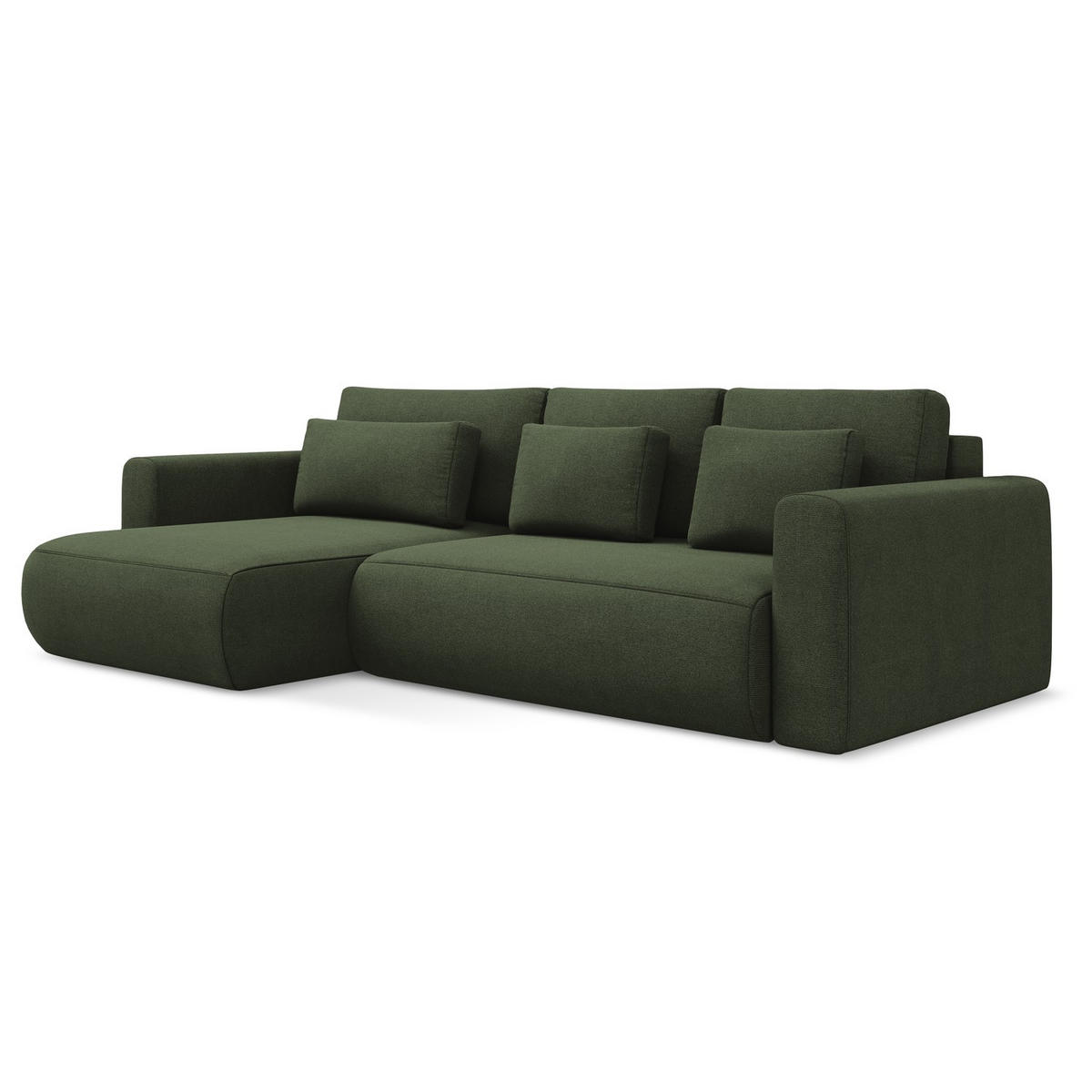 ECKSOFA mit Schlaffunktion Strukturstoff Stoff Grün - Schwarz/Olivgrün, Kunststoff/Textil (149/278cm) - LaMiaSofa