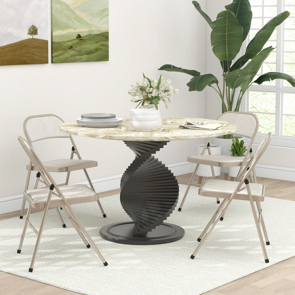 KLAPPSTUHL 4er-Set Beige 45.0/46.0/78.0 cm - Beige, Textil (46/78/45cm)
