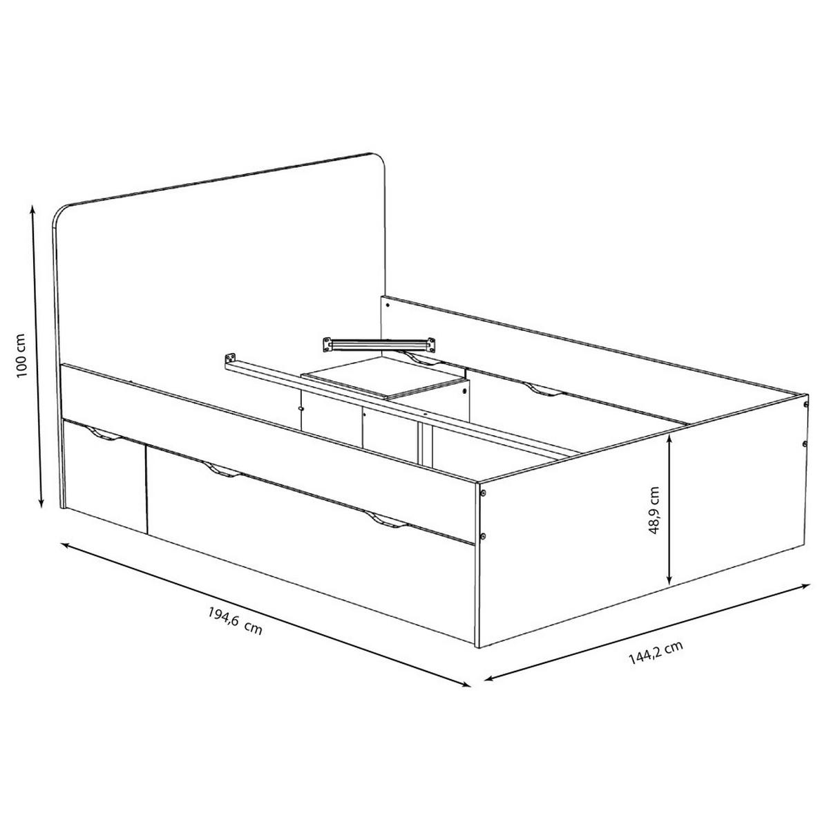 DOPPELBETT ZENIA/ 140X190 + 2 Nachtisch + 2 Schublade- Weiß - Weiß, Holzwerkstoff (140/190cm) - Weber Industries
