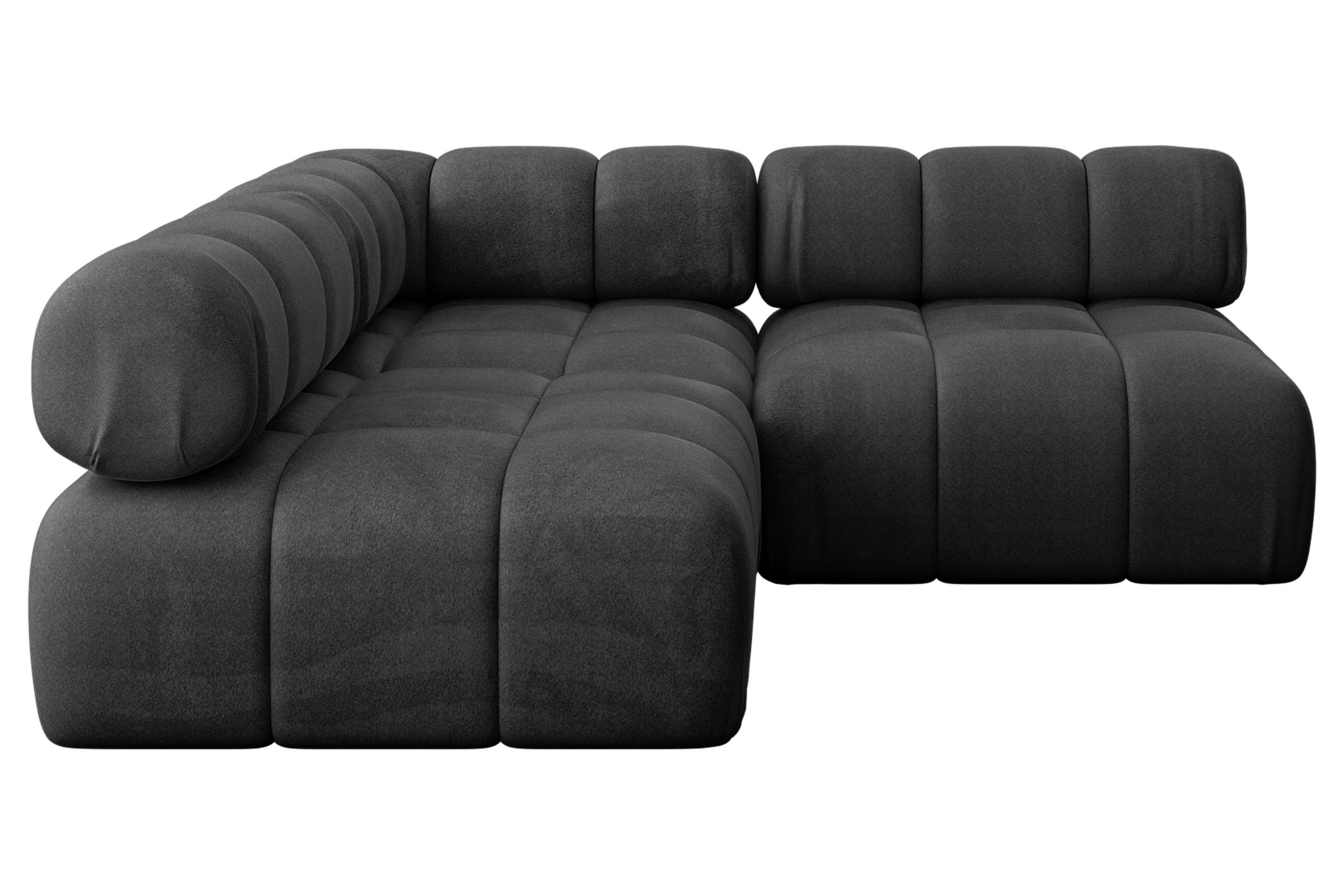 ECKSOFA modulares Sofa Samaro-L1 - 190x190x70 cm Schwarz Velours - Schwarz, Holzwerkstoff/Textil (190/190cm) - ALTDECOR