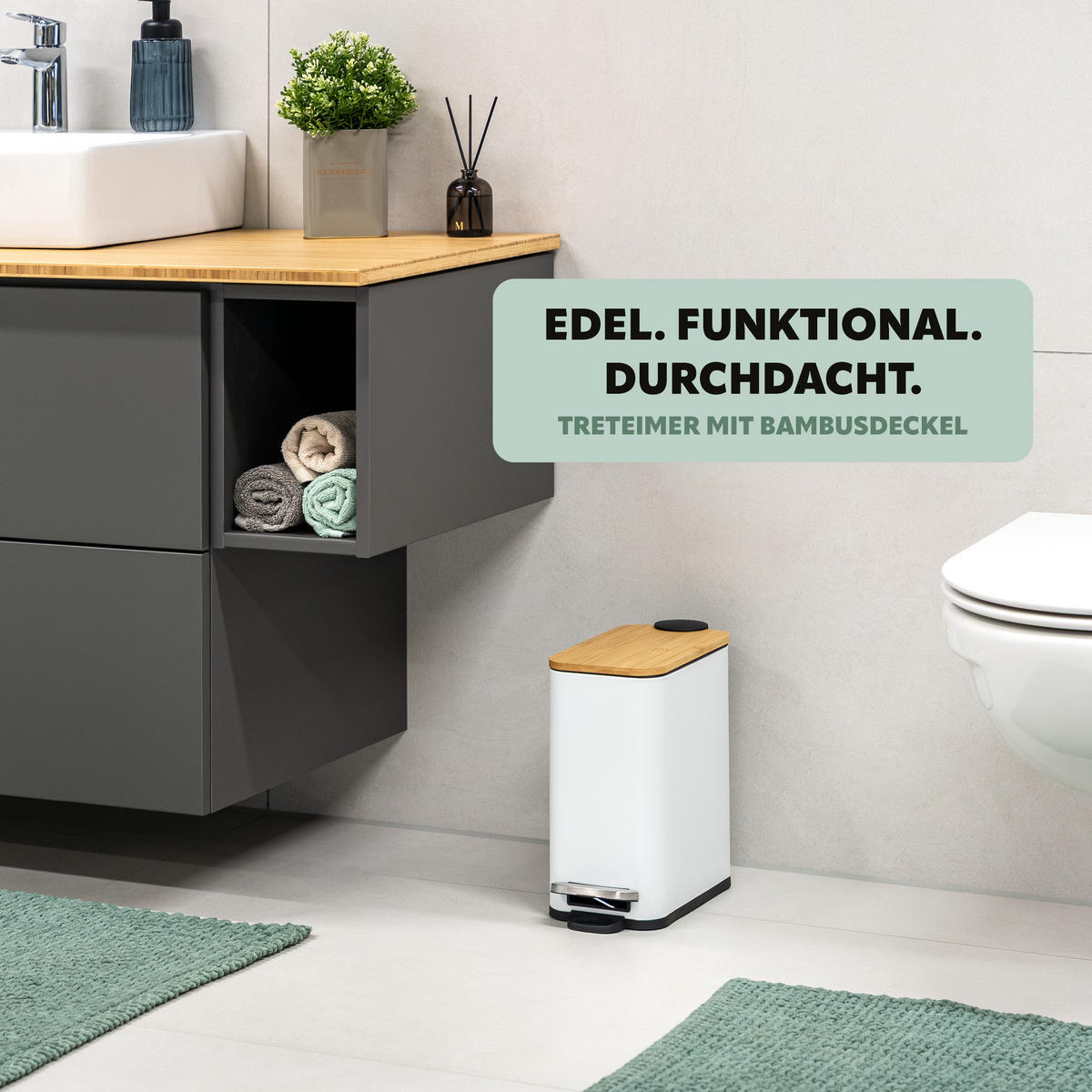 ABFALLEIMER, weiß - Weiß, Metall (14/28.5/30cm) - bremermann