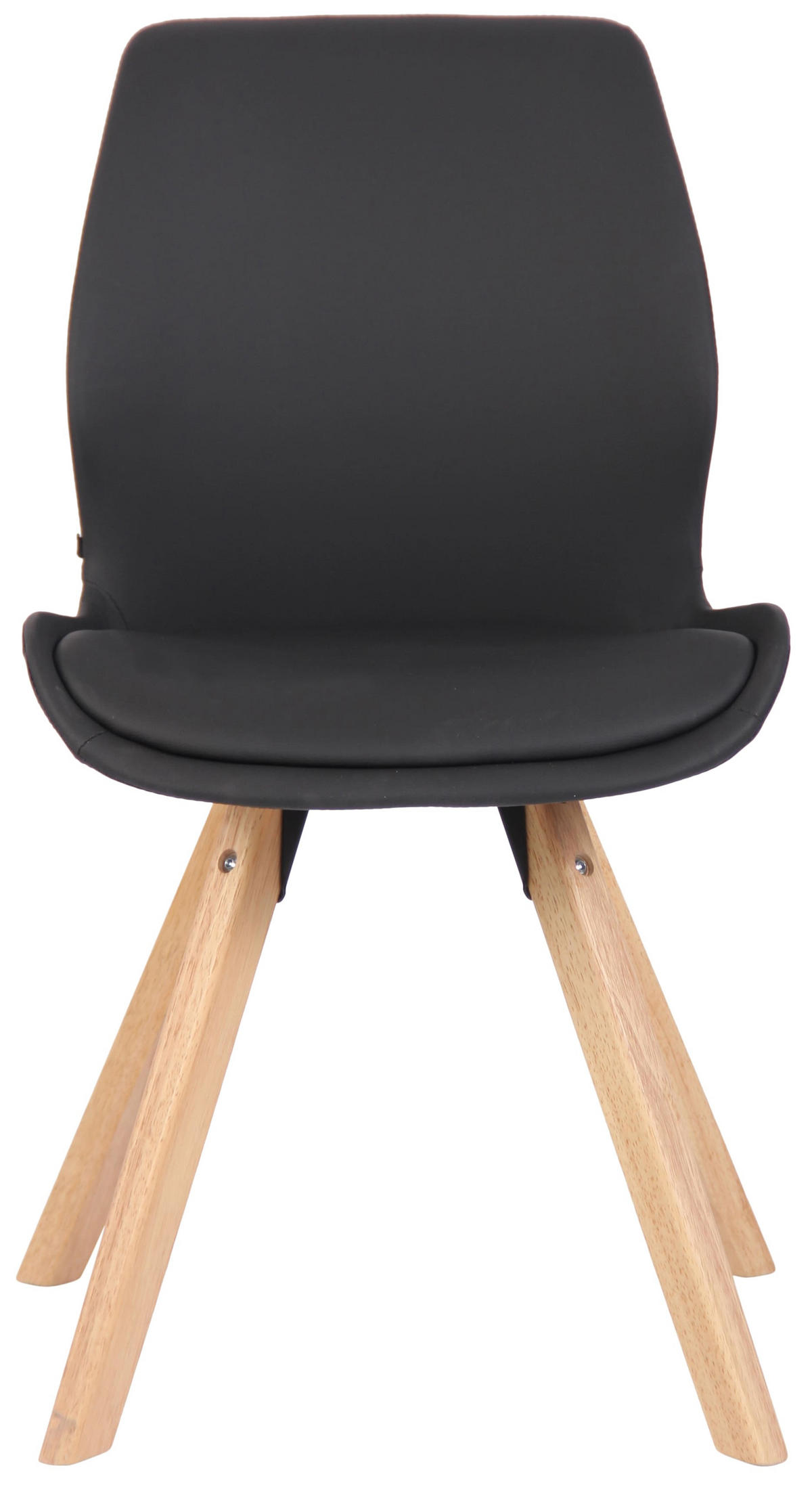 STUHL Lederlook schwarz - Eukalyptusholzfarben/Schwarz, Holz/Textil (49/87.5/58cm) - CLP