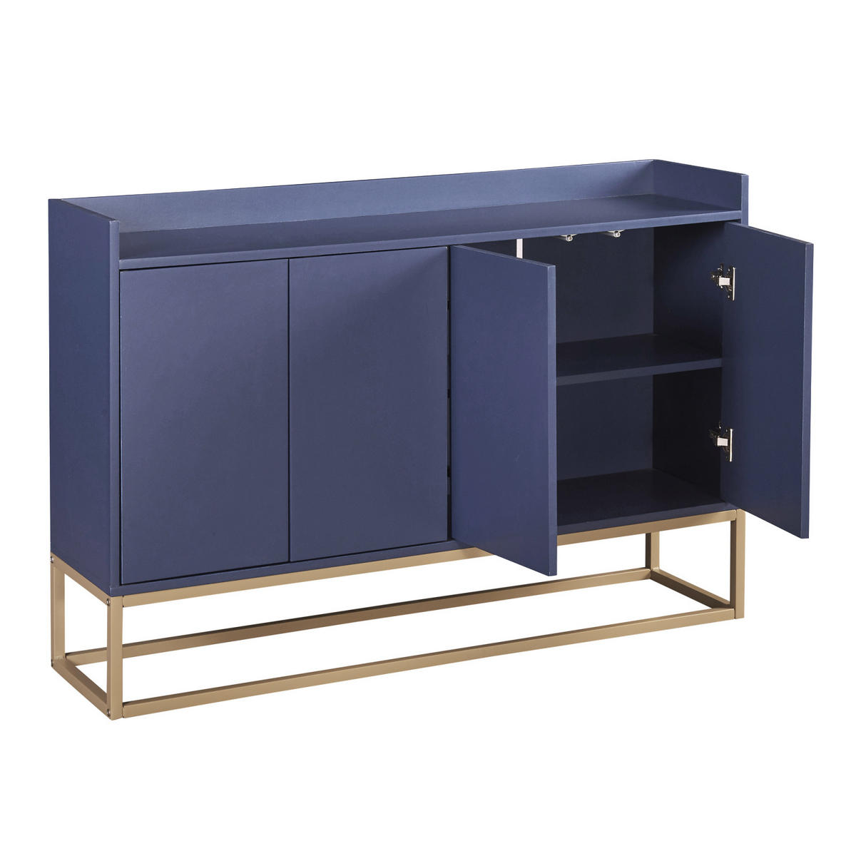 KOMMODE niedrig 4 Türen Einlegeböden Stauraum blau - Blau, Holz (30/80/120cm) - Fortuna Lai