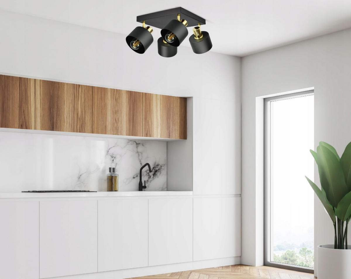 DECKENLEUCHTE BLACKSPOT - Goldfarben/Schwarz, Metall (30/30/20cm) - kiki design