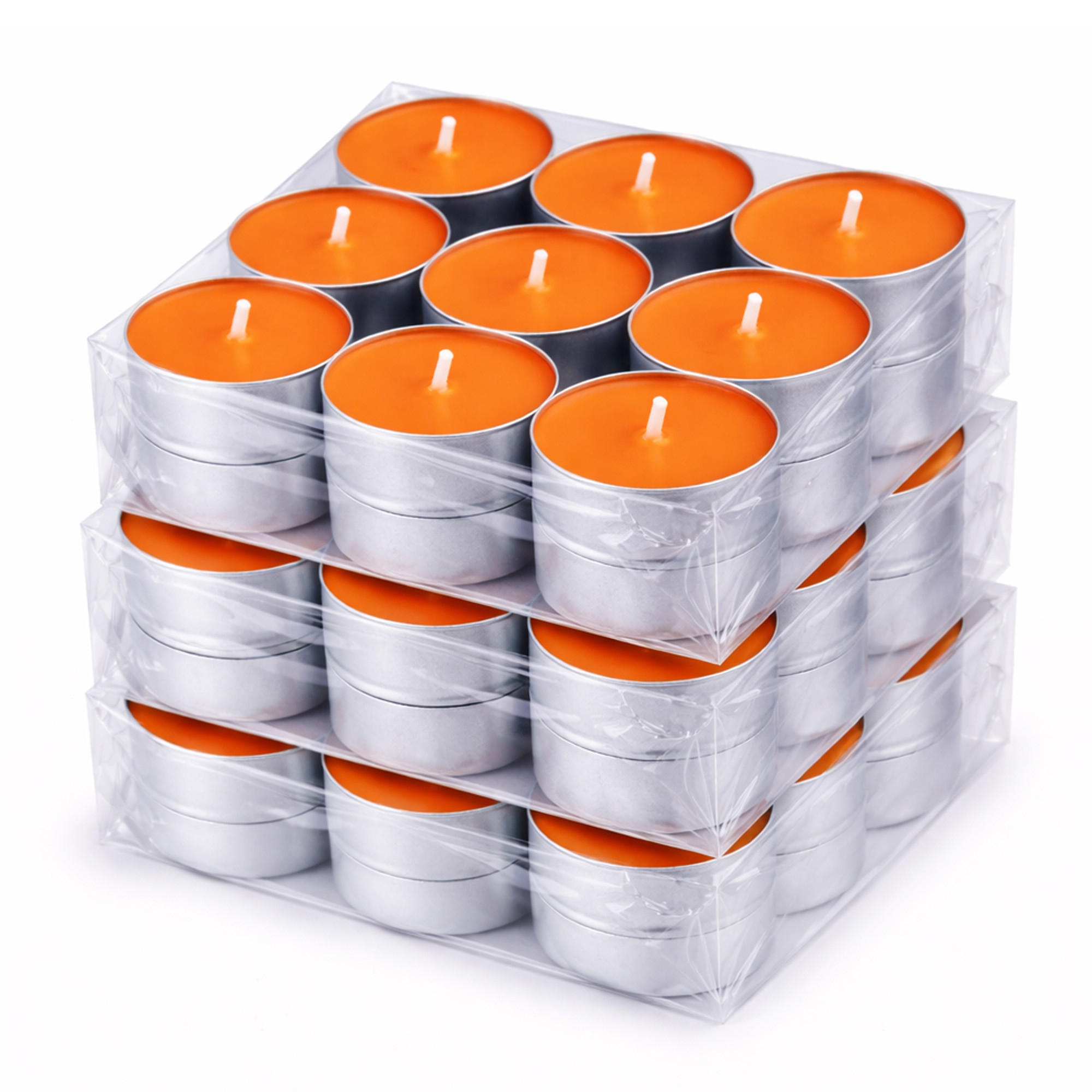 TEELICHT mit Duft - Sonnenschein - 54er Pack - Orange, Naturmaterialien (4/1.5/4cm) - HS Candle