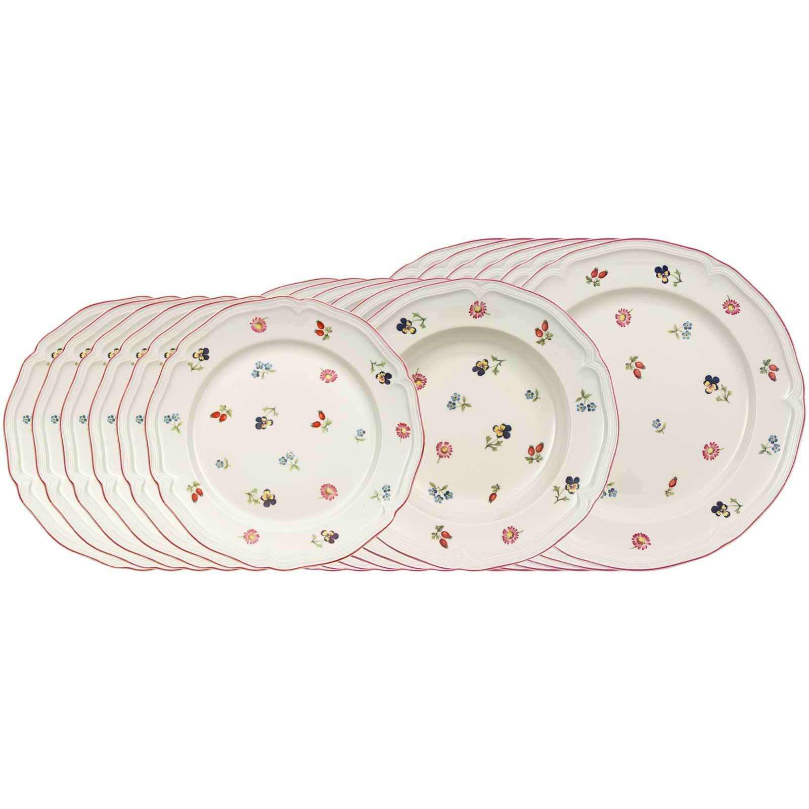 TELLER-SET Petite Fleur weiß 18er Set - Weiß, Keramik (2/2/2cm) - Villeroy & Boch