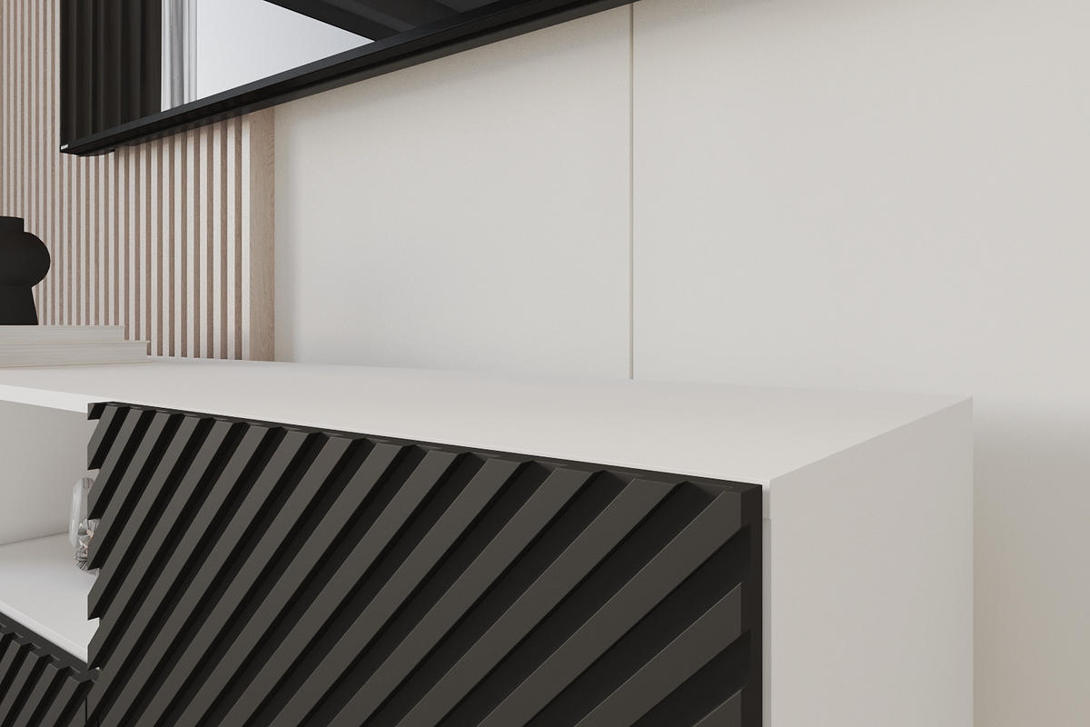 LOWBOARD ZENO-S 140x50x41 cm - Weiß / Schwarz - Schwarz, Holzwerkstoff (140/50/41cm) - ALTDECOR