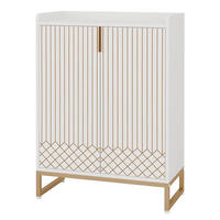 SCHUHSCHRANK 5-stöckig mit 2 Türen Holz/Metall Weiß/Gold - Weiß, Holzwerkstoff (35/105/73cm) - Beauniv