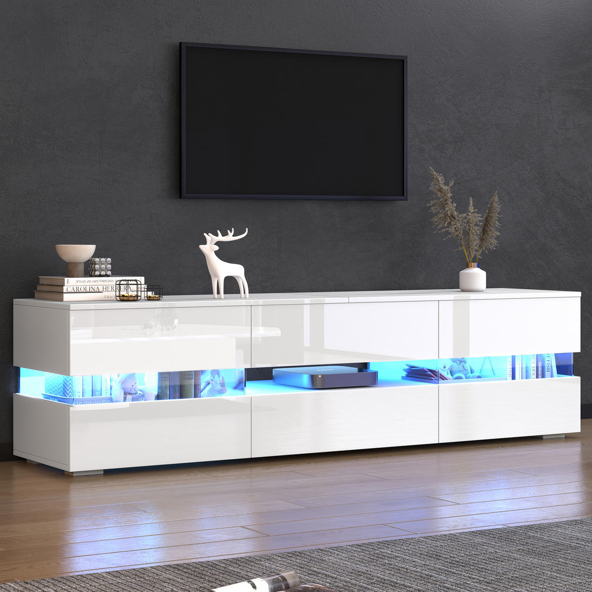TV-MÖBEL Ravenna Weiß 160/39/45 cm - Weiß, Holzwerkstoff (160/45/39cm) - PANGIVO