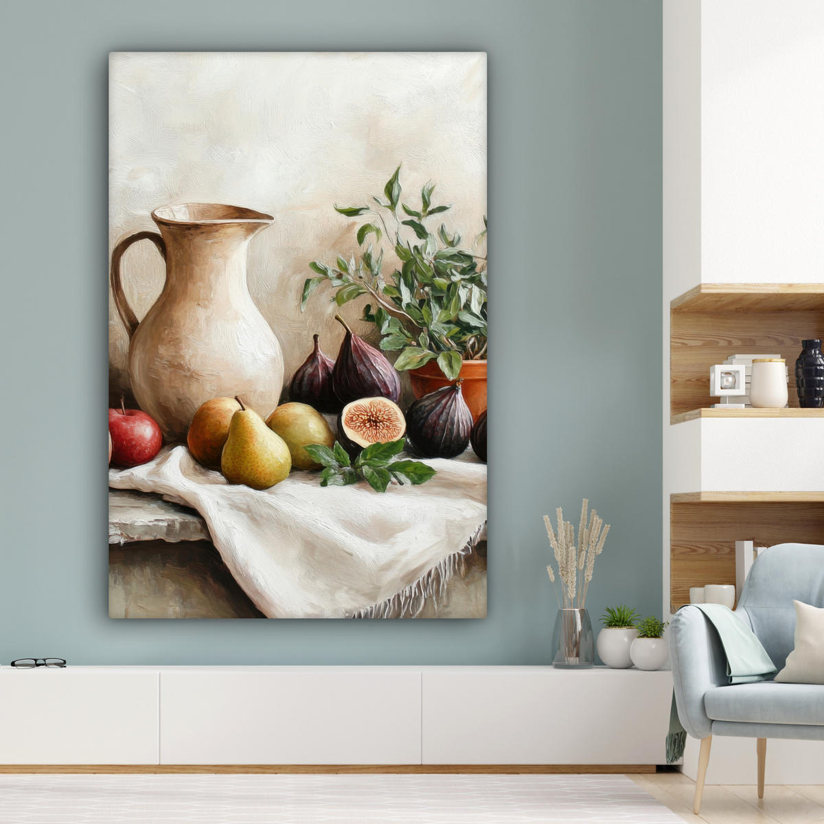 LEINWANDBILD Obst - Kräuter - Ländlich 90x140 cm - Naturfarben, Textil (90/140cm) - MuchoWow